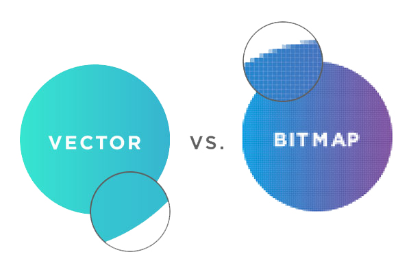 Comparaison d'une image vectorielle et d'une image bitmap.